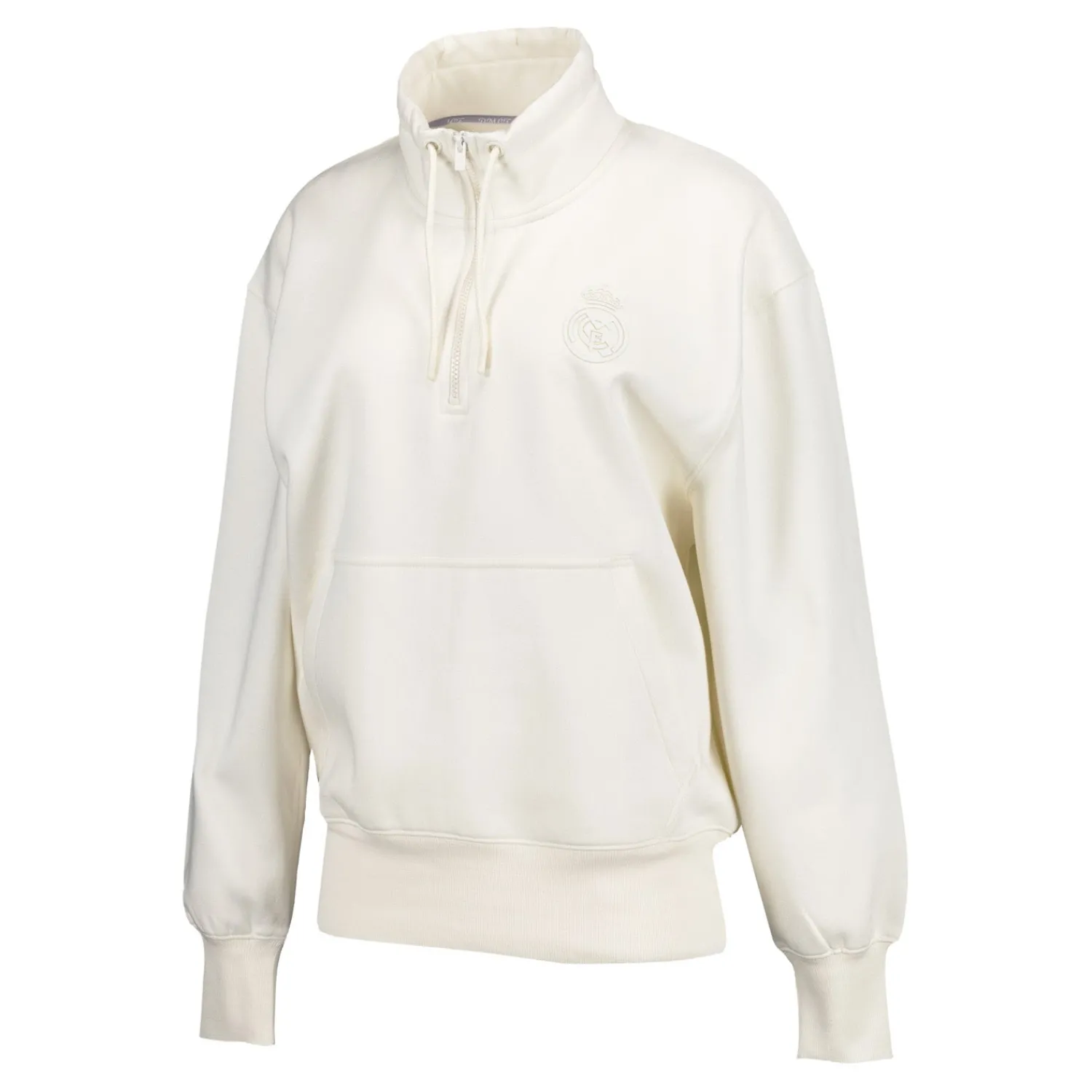 Damen Foundry Sweatshirts|Damen Real Madrid Ladies Vintage 1/4-Reißverschluss Sweatshirt Cremeweiß