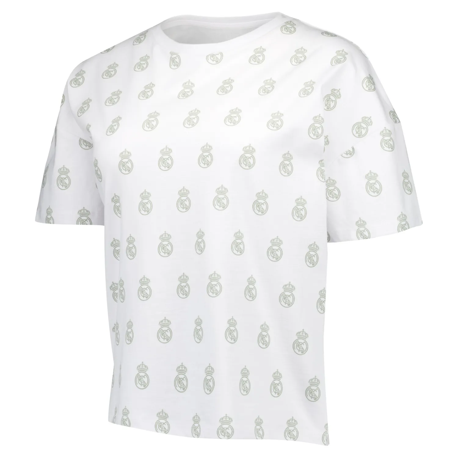 Damen OSDM T-Shirts|Pyjamas|Damen Real Madrid Weiße Träume Pyjama Set T-Shirt & Shorts Grün mit gedrucktem Wappen