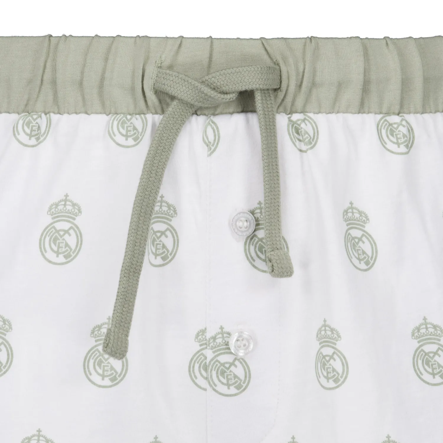 Damen OSDM T-Shirts|Pyjamas|Damen Real Madrid Weiße Träume Pyjama Set T-Shirt & Shorts Grün mit gedrucktem Wappen