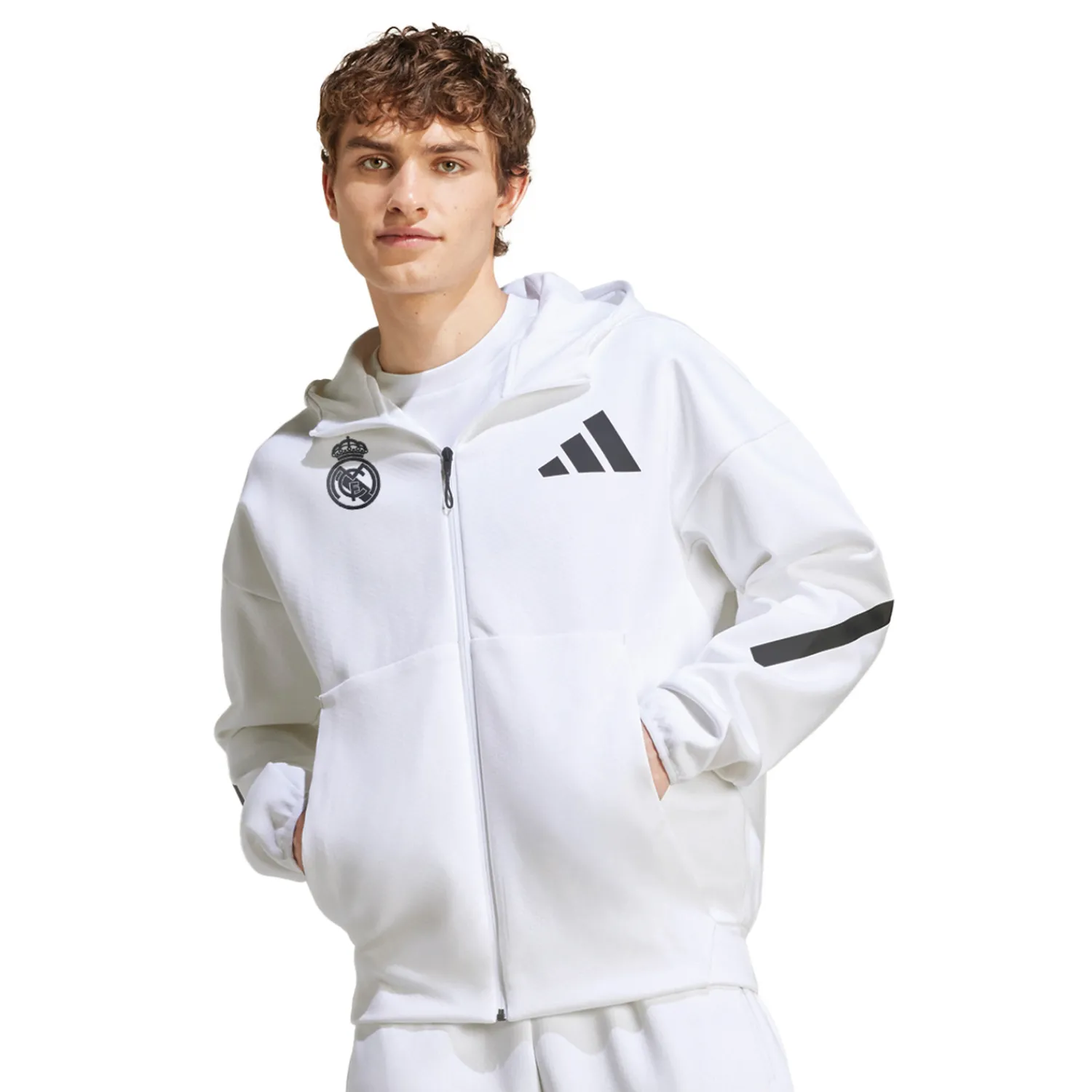 Herren Adidas España, S.A.U Jacken|Sweatshirts|Herren adidas Badge Up Kapuzenjacke Weiß