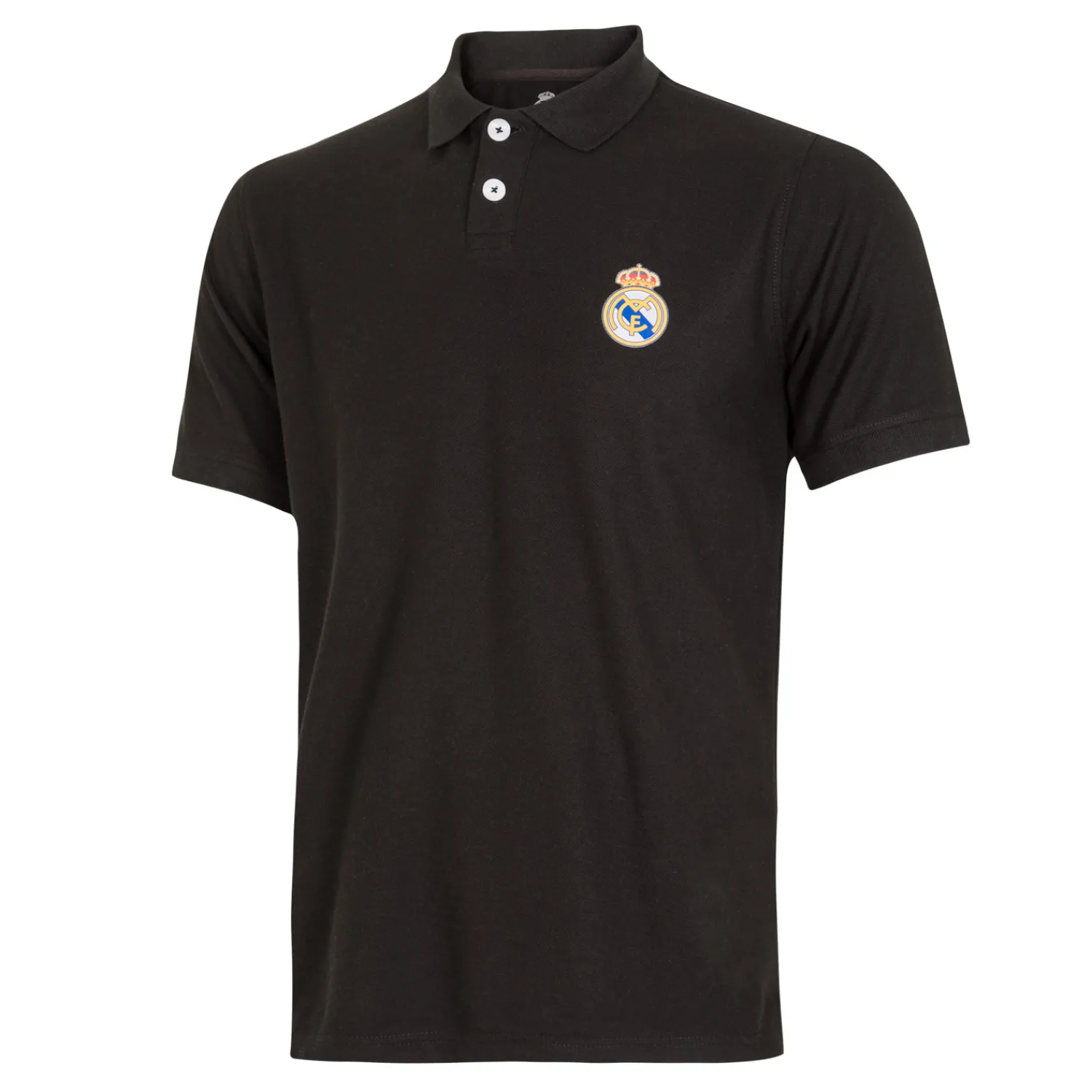 Herren T&F Polos|Herren Essentials Poloshirt mit farbigem Wappen Schwarz