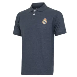 Herren T&F Polos|Herren Essentials Poloshirt mit farbigem Wappen Blau-Melange