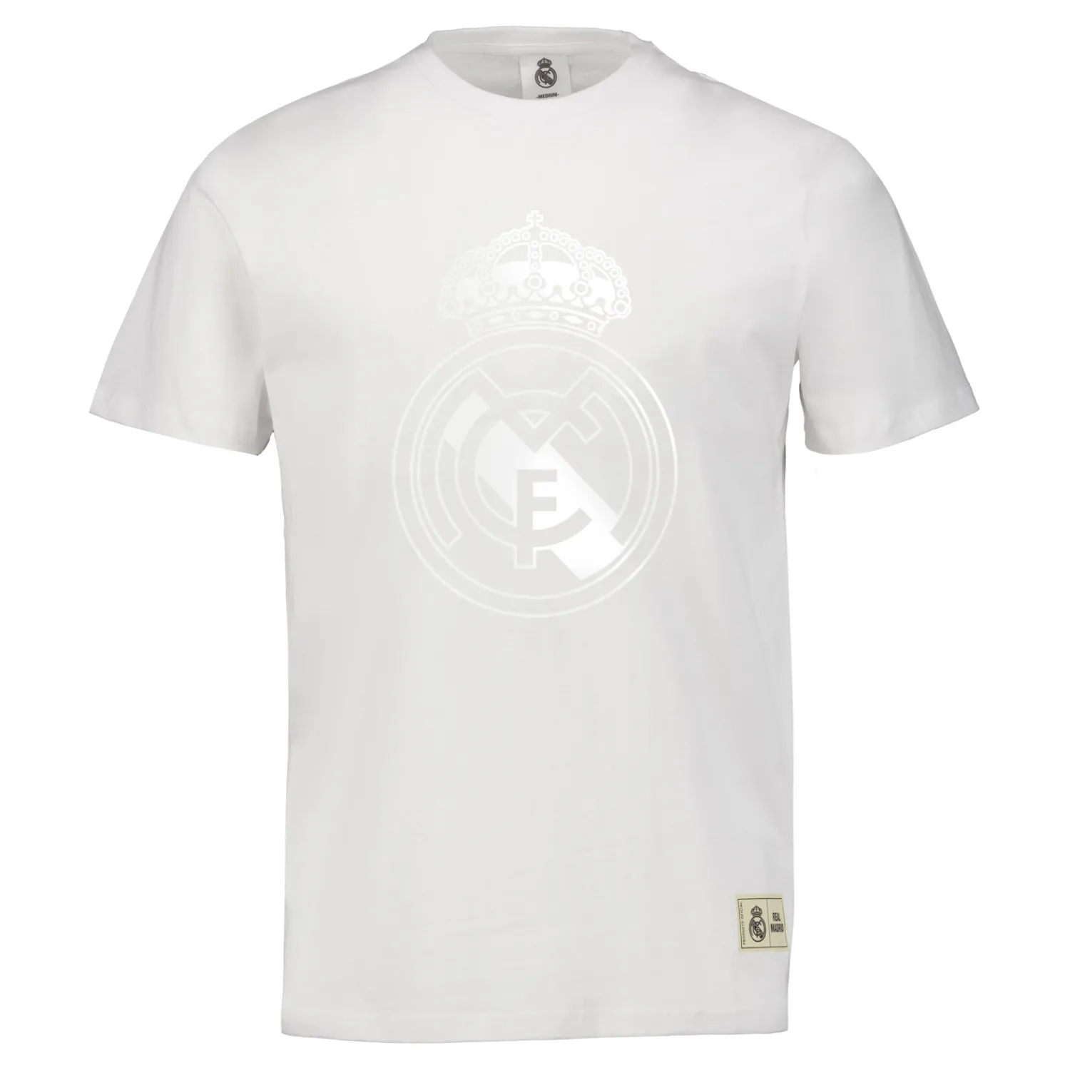 Herren MBA Solutions T-Shirts|Herren T-Shirt Blackout Wappen Weiß Real Madrid