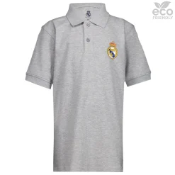 Kinder OSDM Polos|Zurück Zur Schule|Kinder-Polo ECO Essentials Real Madrid Wappen Grau Farbe