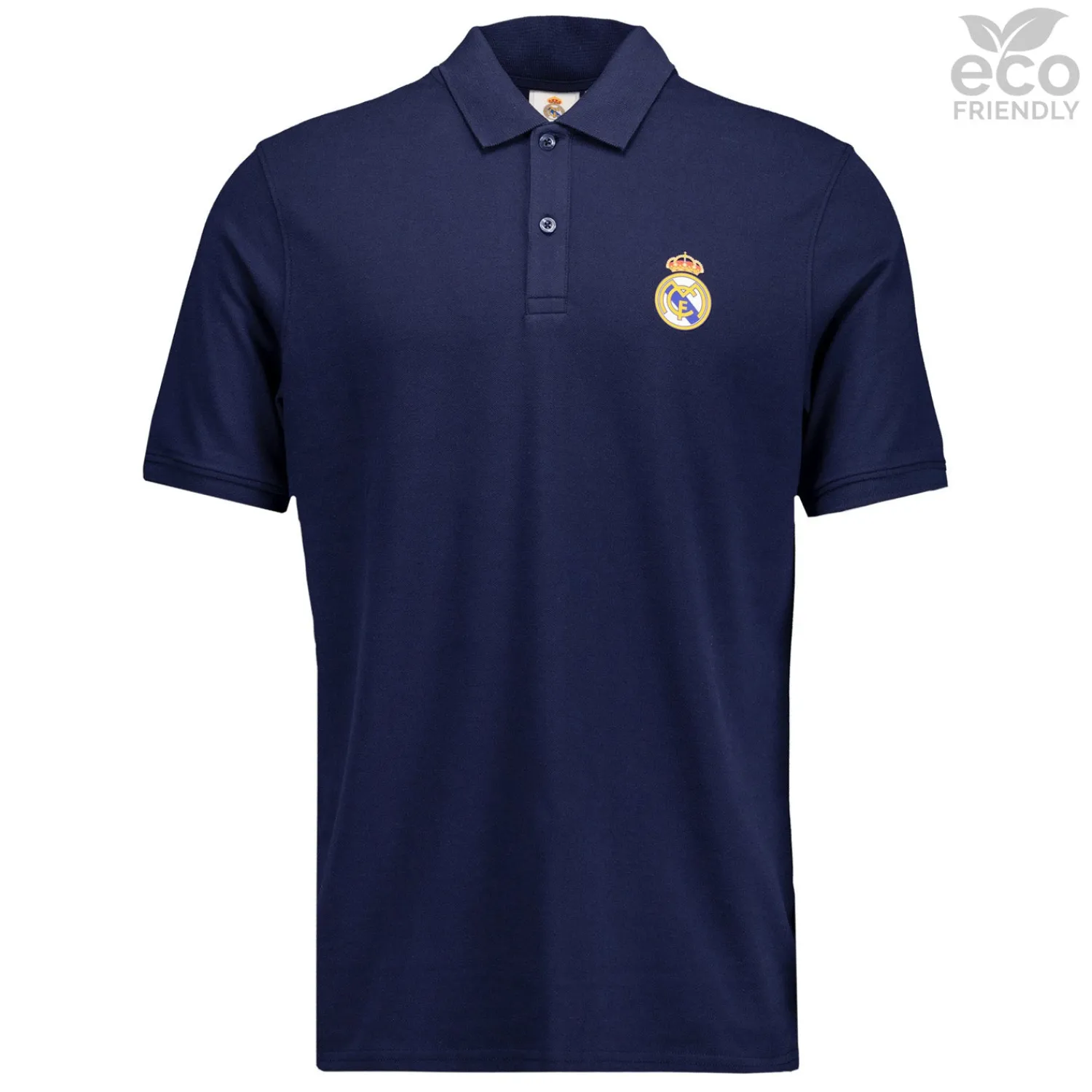 Herren OSDM Polos|Polo Herren Blau ECO Essentials Real Madrid Schild Farbe