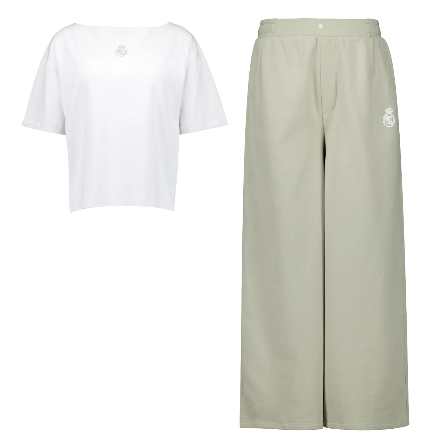 Damen OSDM Pyjamas|Pyjama-Set für Damen Real Madrid Weiße Träume T-Shirt & lange weite Hose Grün