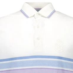 Herren Foundry Polos|Real Madrid Herren Poloshirt mit mehrfarbigen Streifen Weiß