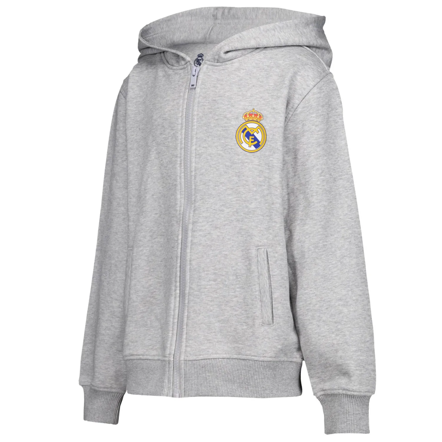 Kinder OSDM Sweatshirts|Sweatshirt Hoodie Zipper Kids ECO Essentials Real Madrid Graues Schild